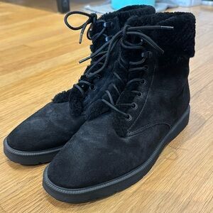 Vince suede and shearling black ankle boots, sz 9
